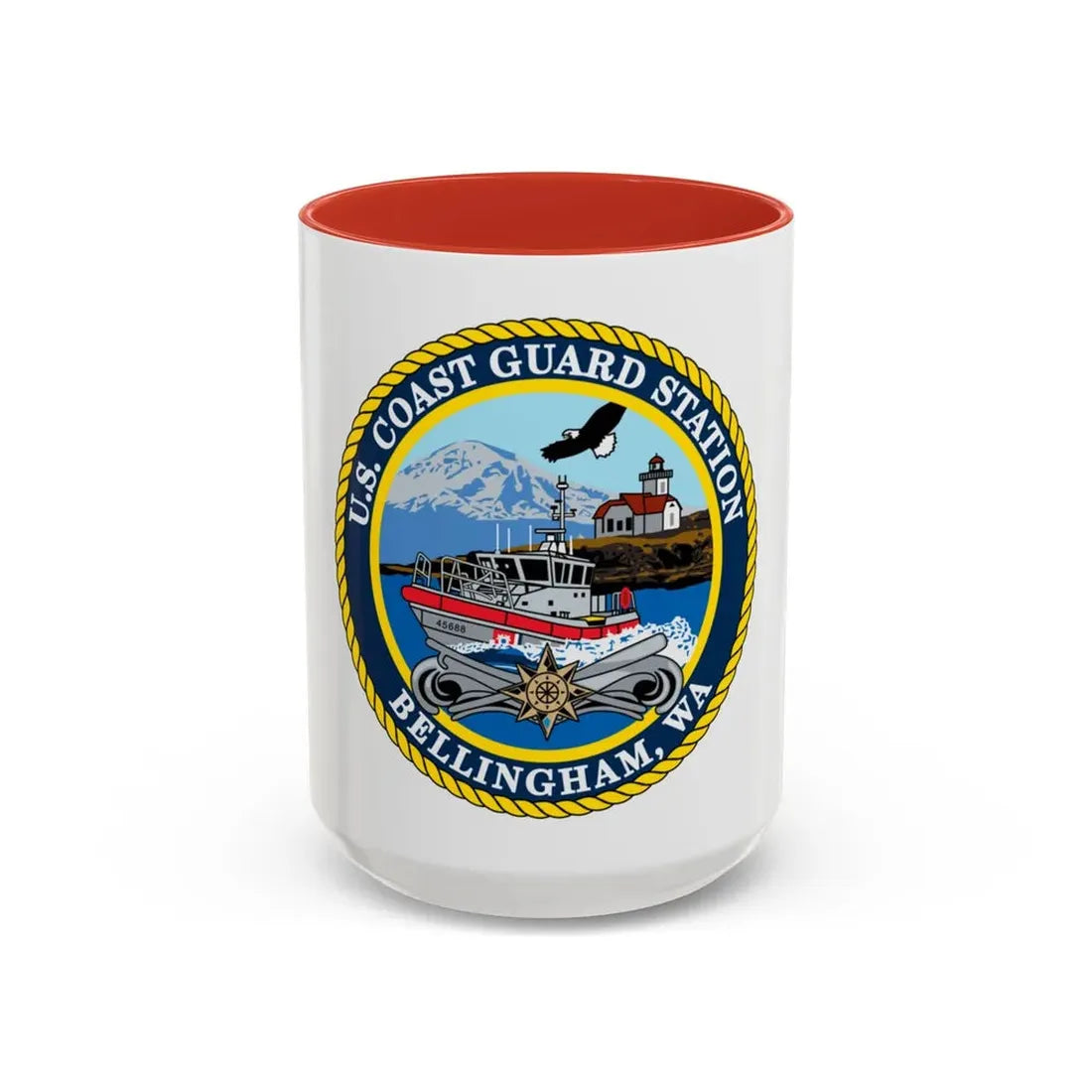 USCG Station Bellingham WA (U.S. Coast Guard) Accent Coffee Mug 15oz Red - Go Mug Yourself