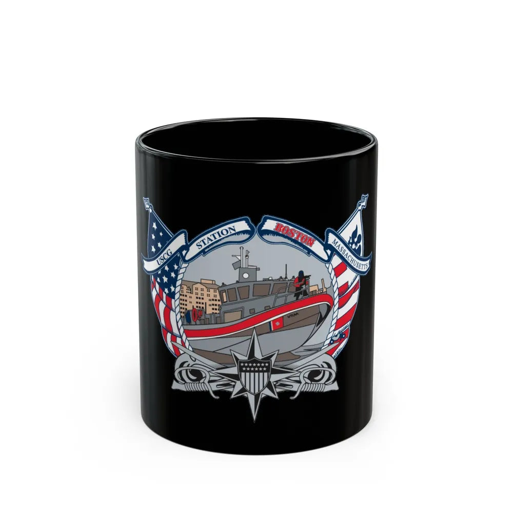 USCG Station Boston (U.S. Coast Guard) Black Coffee Mug-11oz-Go Mug Yourself