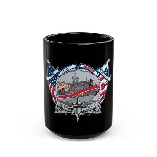 USCG Station Boston (U.S. Coast Guard) Black Coffee Mug-15oz-Go Mug Yourself