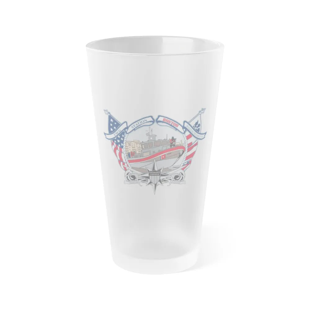 USCG Station Boston (U.S. Coast Guard) Frosted Pint Glass 16oz-Go Mug Yourself