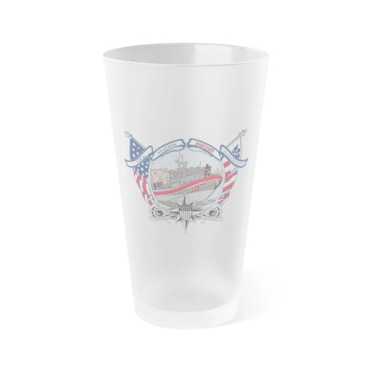 USCG Station Boston (U.S. Coast Guard) Frosted Pint Glass 16oz-Go Mug Yourself