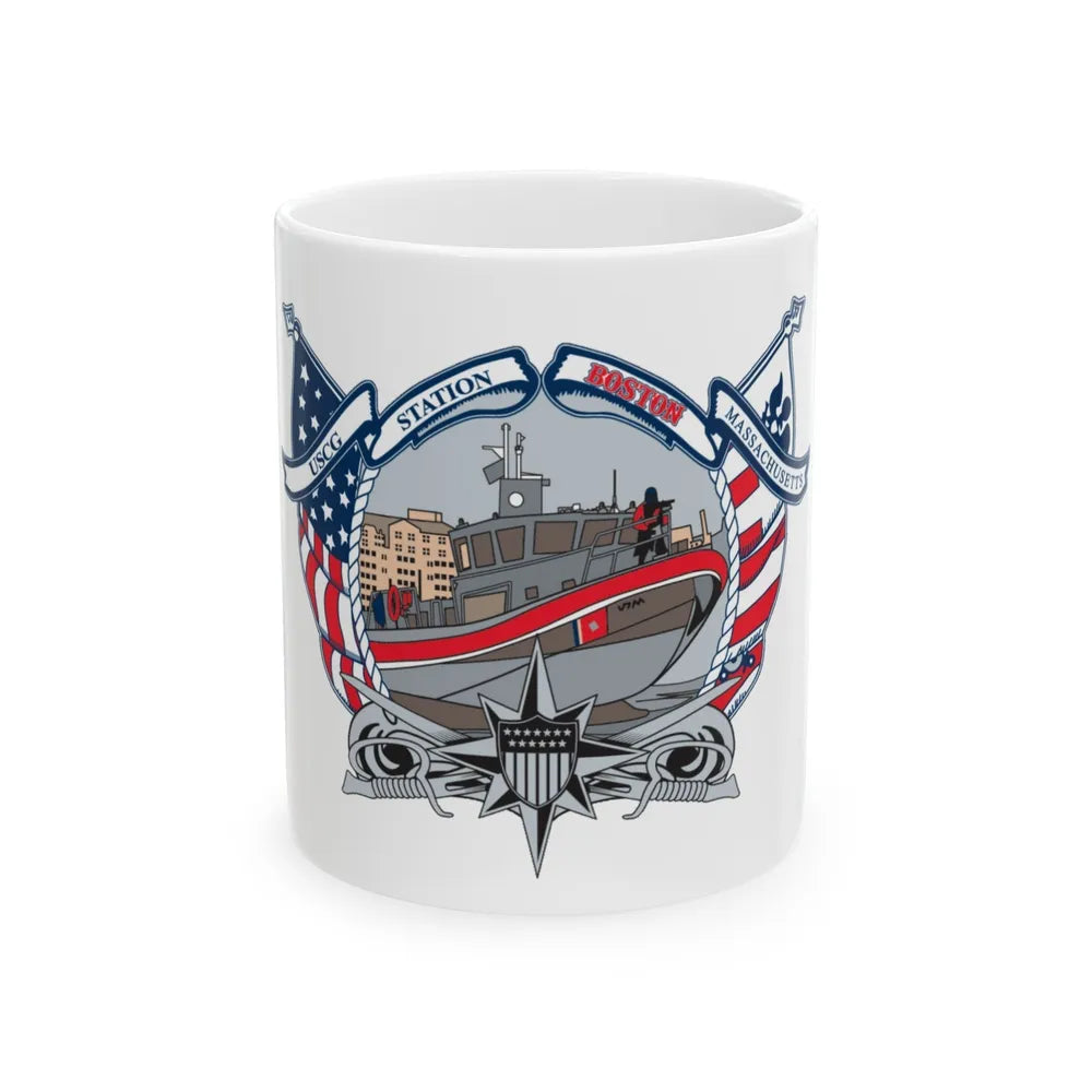 USCG Station Boston (U.S. Coast Guard) White Coffee Mug-11oz-Go Mug Yourself