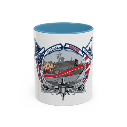 USCG Station Boston (U.S. Coast Guard) Accent Coffee Mug 11oz Light Blue - Go Mug Yourself