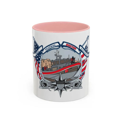 USCG Station Boston (U.S. Coast Guard) Accent Coffee Mug 11oz Pink - Go Mug Yourself