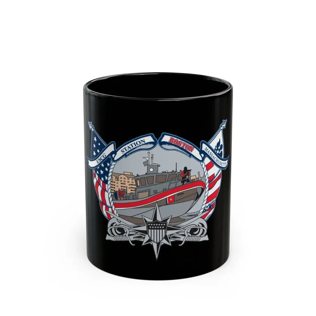 USCG Station Boston (U.S. Coast Guard) Black Coffee Mug 11oz - Go Mug Yourself