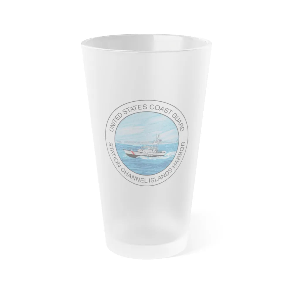 USCG Station Channel Islands Harbor (U.S. Coast Guard) Frosted Pint Glass 16oz-Go Mug Yourself