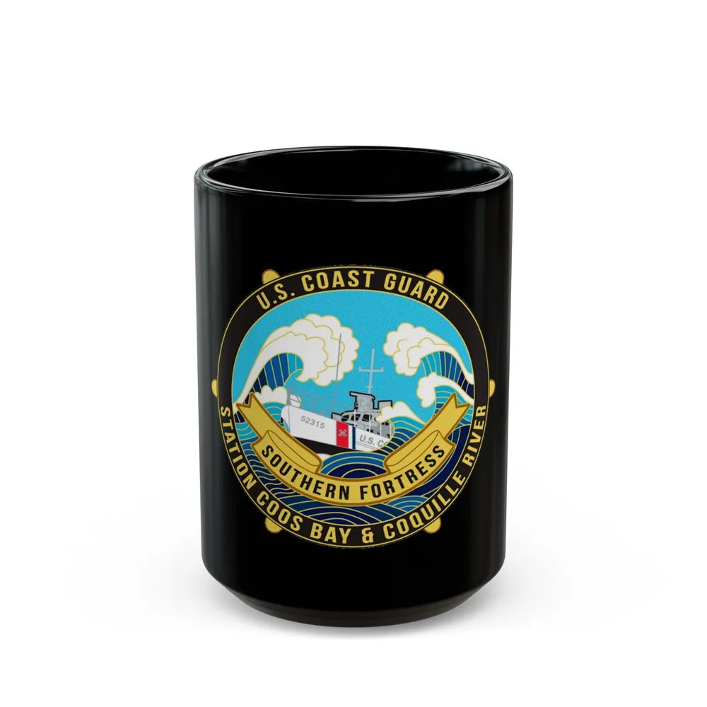 USCG Station Coos Bay (U.S. Coast Guard) Black Coffee Mug-15oz-Go Mug Yourself