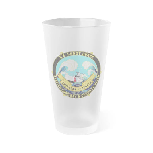 USCG Station Coos Bay (U.S. Coast Guard) Frosted Pint Glass 16oz-Go Mug Yourself