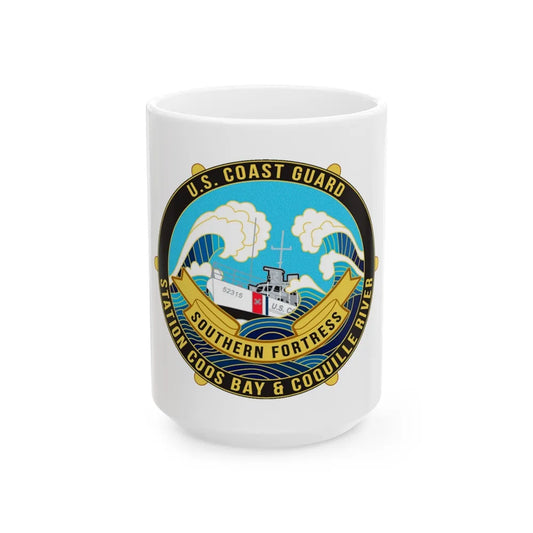 USCG Station Coos Bay (U.S. Coast Guard) White Coffee Mug-15oz-Go Mug Yourself