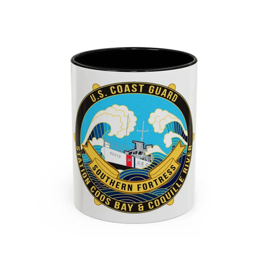 USCG Station Coos Bay (U.S. Coast Guard) Accent Coffee Mug 11oz Black - Go Mug Yourself
