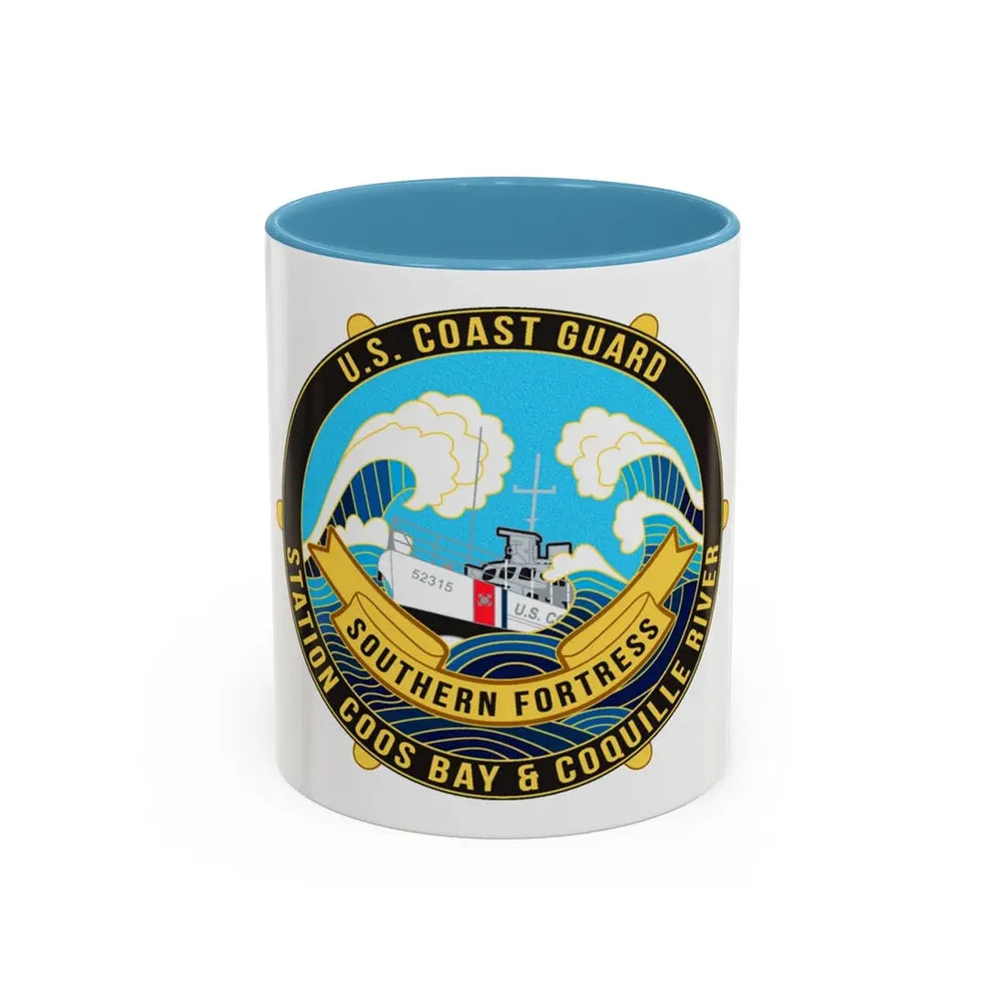 USCG Station Coos Bay (U.S. Coast Guard) Accent Coffee Mug 11oz Light Blue - Go Mug Yourself