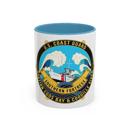 USCG Station Coos Bay (U.S. Coast Guard) Accent Coffee Mug 11oz Light Blue - Go Mug Yourself