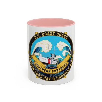 USCG Station Coos Bay (U.S. Coast Guard) Accent Coffee Mug 11oz Pink - Go Mug Yourself