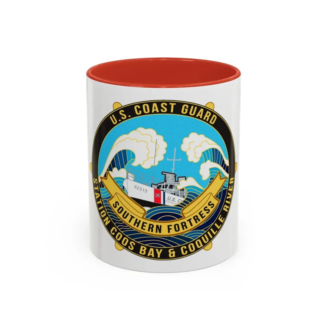 USCG Station Coos Bay (U.S. Coast Guard) Accent Coffee Mug 11oz Red - Go Mug Yourself