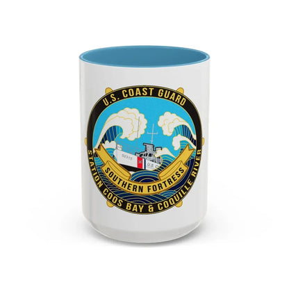 USCG Station Coos Bay (U.S. Coast Guard) Accent Coffee Mug 15oz Light Blue - Go Mug Yourself
