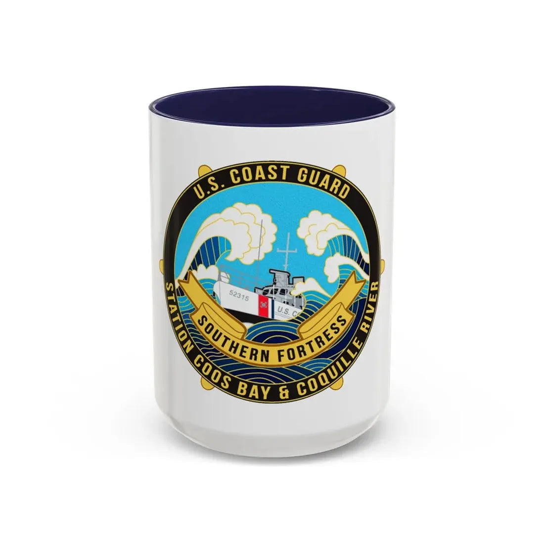 USCG Station Coos Bay (U.S. Coast Guard) Accent Coffee Mug 15oz Navy - Go Mug Yourself