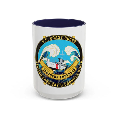 USCG Station Coos Bay (U.S. Coast Guard) Accent Coffee Mug 15oz Navy - Go Mug Yourself