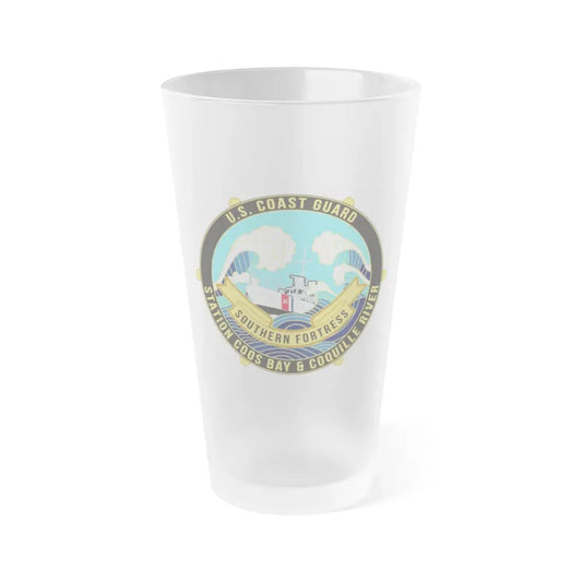USCG Station Coos Bay (U.S. Coast Guard) Frosted Pint Glass 16oz Default Title - Go Mug Yourself