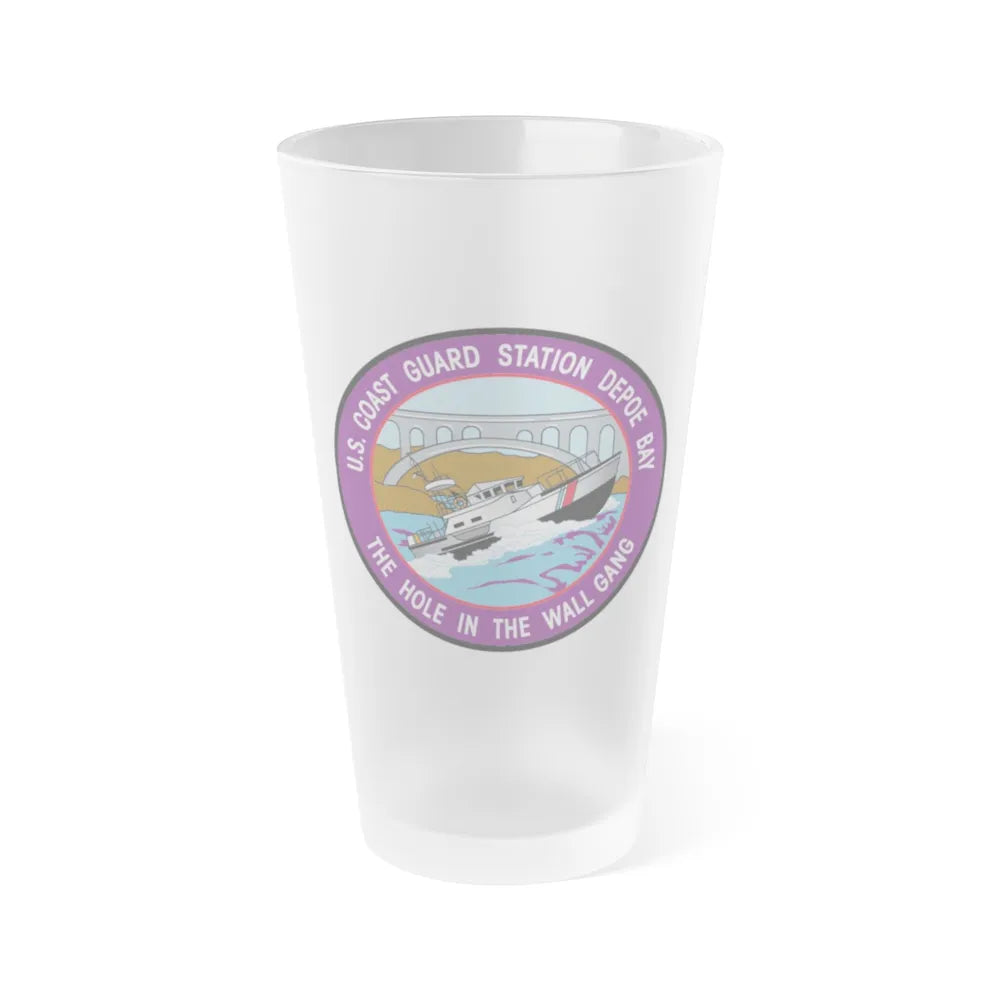 USCG Station Depoe Bay (U.S. Coast Guard) Frosted Pint Glass 16oz-Go Mug Yourself