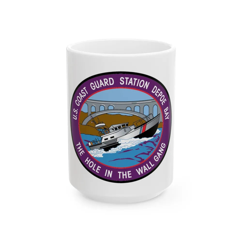 USCG Station Depoe Bay (U.S. Coast Guard) White Coffee Mug-15oz-Go Mug Yourself