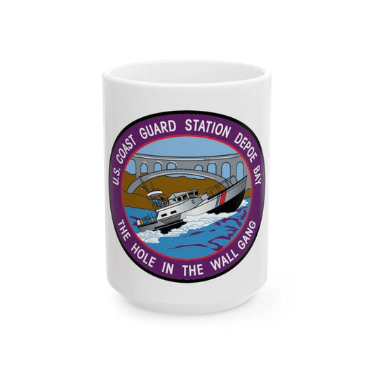 USCG Station Depoe Bay (U.S. Coast Guard) White Coffee Mug-15oz-Go Mug Yourself