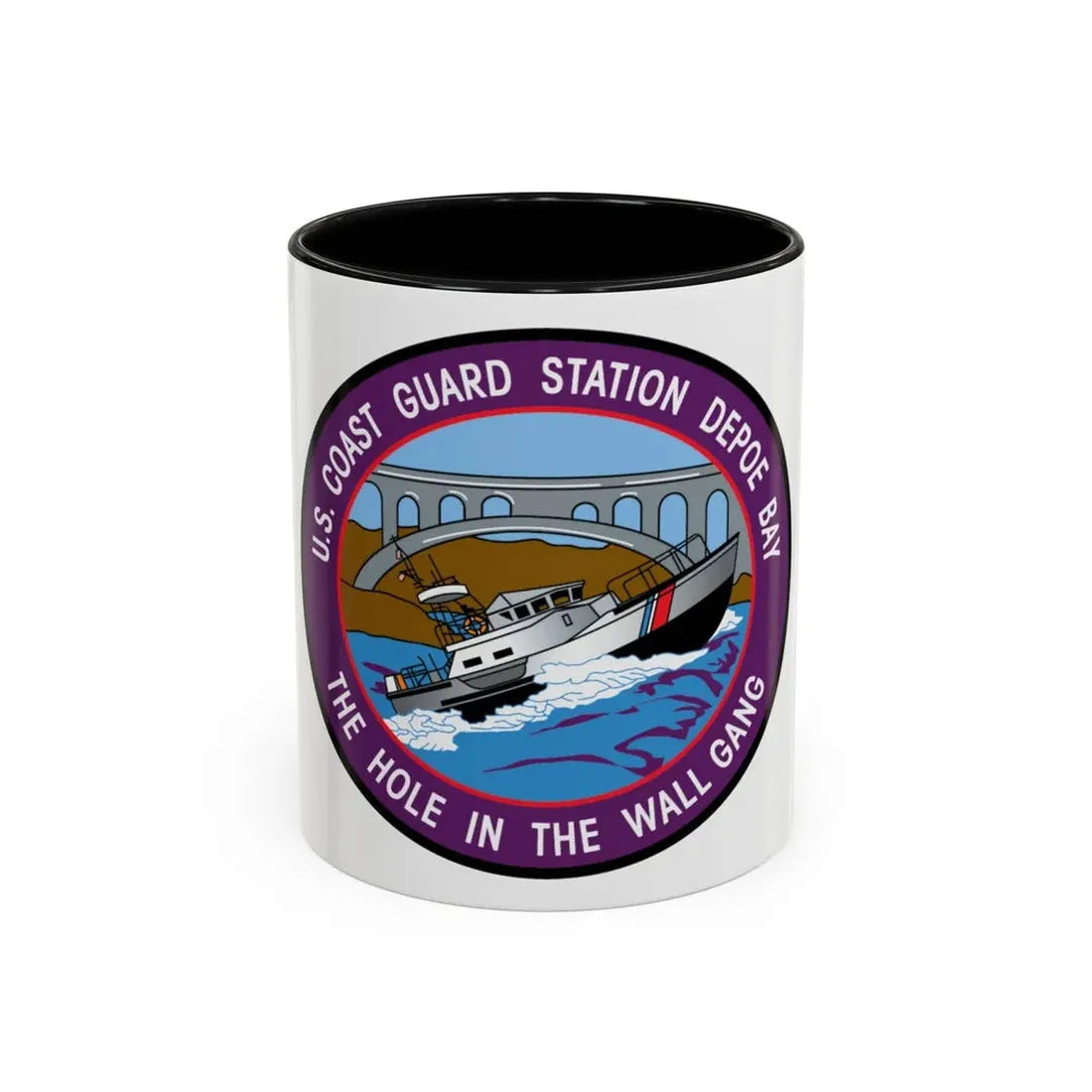 USCG Station Depoe Bay (U.S. Coast Guard) Accent Coffee Mug 11oz Black - Go Mug Yourself