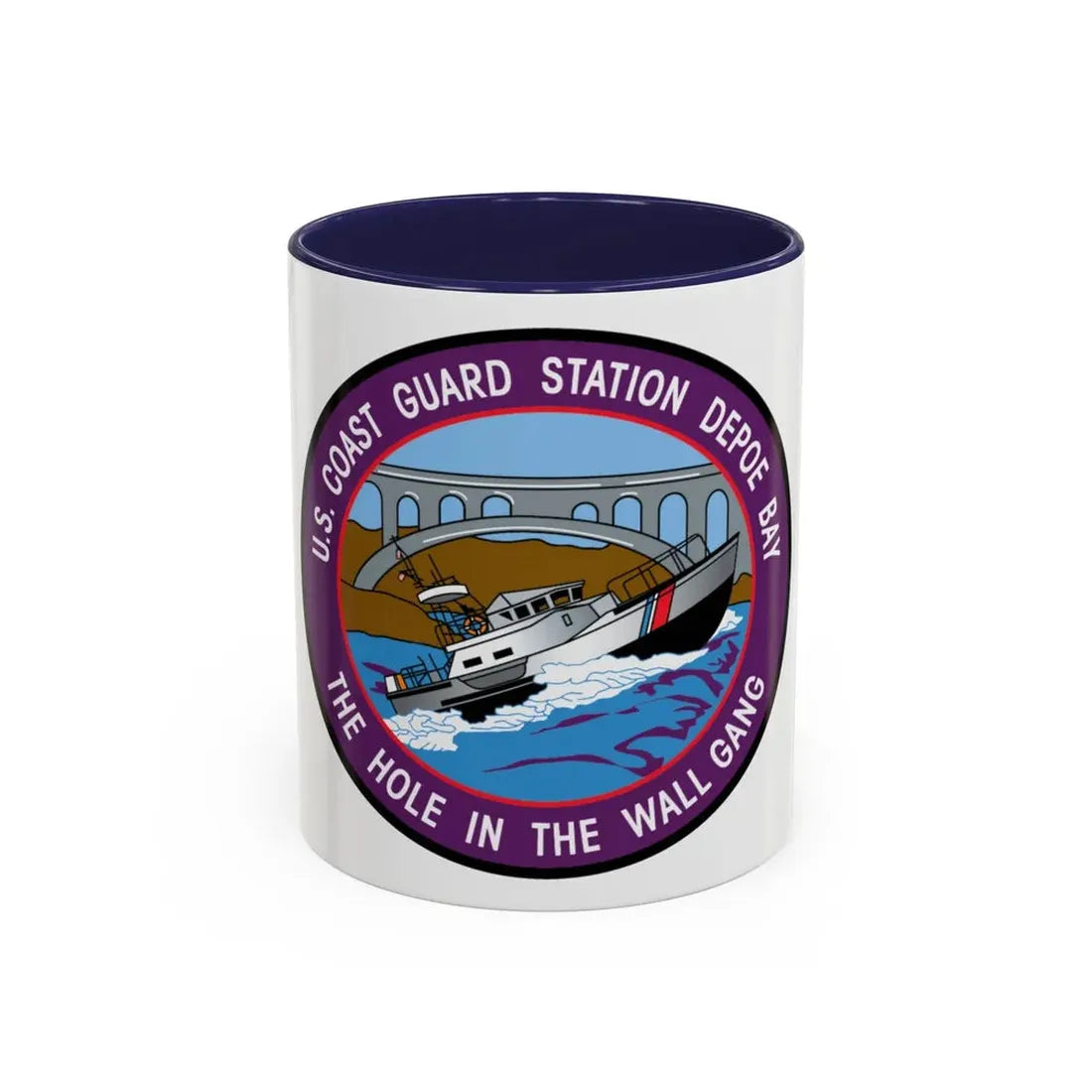 USCG Station Depoe Bay (U.S. Coast Guard) Accent Coffee Mug 11oz Navy - Go Mug Yourself