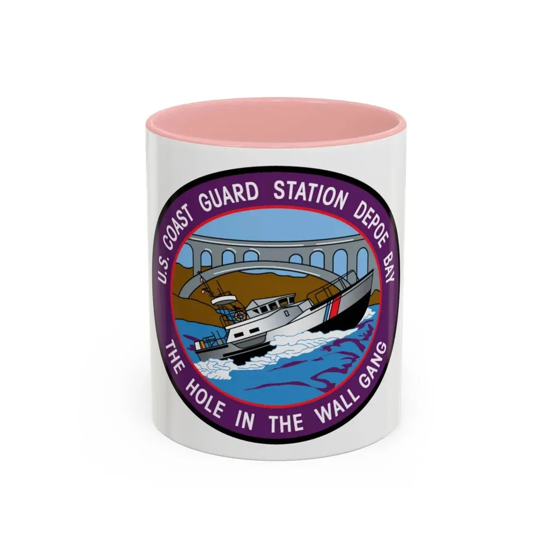 USCG Station Depoe Bay (U.S. Coast Guard) Accent Coffee Mug 11oz Pink - Go Mug Yourself