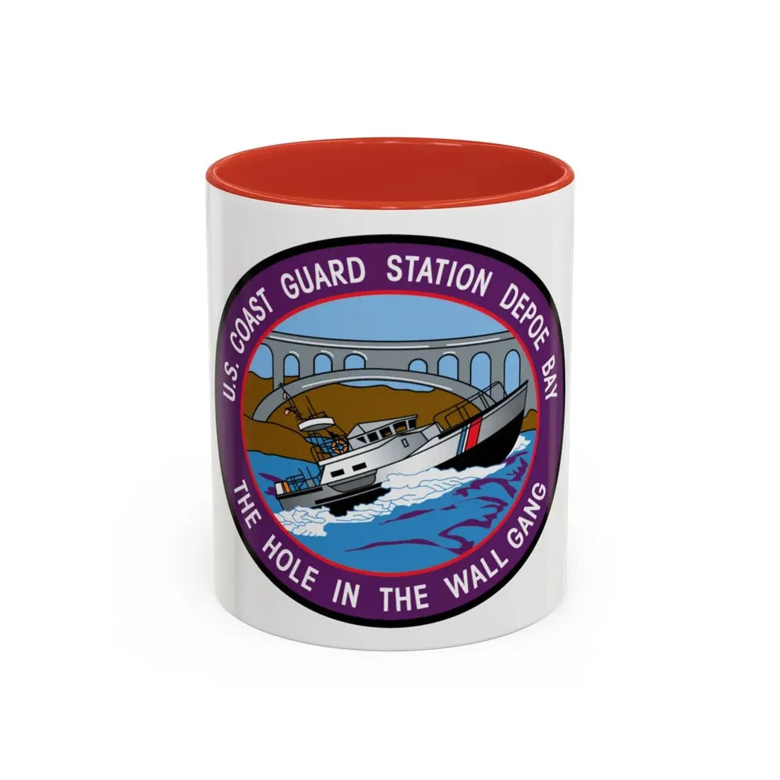 USCG Station Depoe Bay (U.S. Coast Guard) Accent Coffee Mug 11oz Red - Go Mug Yourself