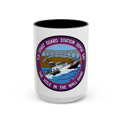 USCG Station Depoe Bay (U.S. Coast Guard) Accent Coffee Mug 15oz Black - Go Mug Yourself