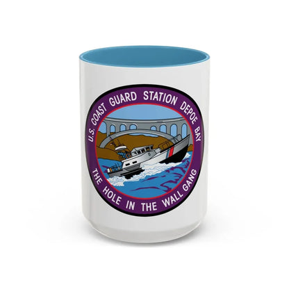 USCG Station Depoe Bay (U.S. Coast Guard) Accent Coffee Mug 15oz Light Blue - Go Mug Yourself