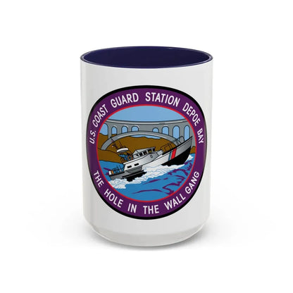 USCG Station Depoe Bay (U.S. Coast Guard) Accent Coffee Mug 15oz Navy - Go Mug Yourself