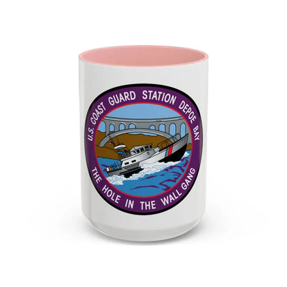 USCG Station Depoe Bay (U.S. Coast Guard) Accent Coffee Mug 15oz Pink - Go Mug Yourself