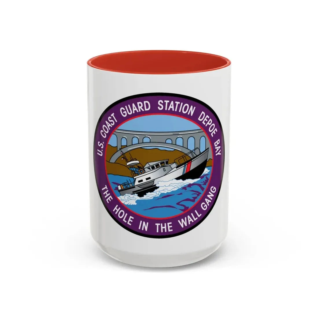USCG Station Depoe Bay (U.S. Coast Guard) Accent Coffee Mug 15oz Red - Go Mug Yourself