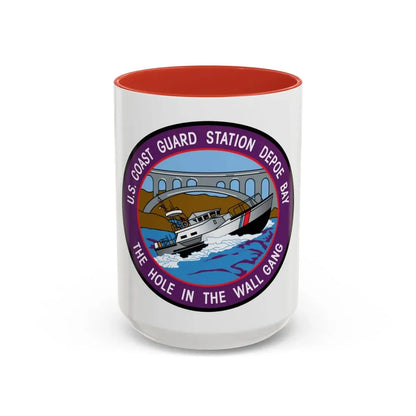 USCG Station Depoe Bay (U.S. Coast Guard) Accent Coffee Mug 15oz Red - Go Mug Yourself