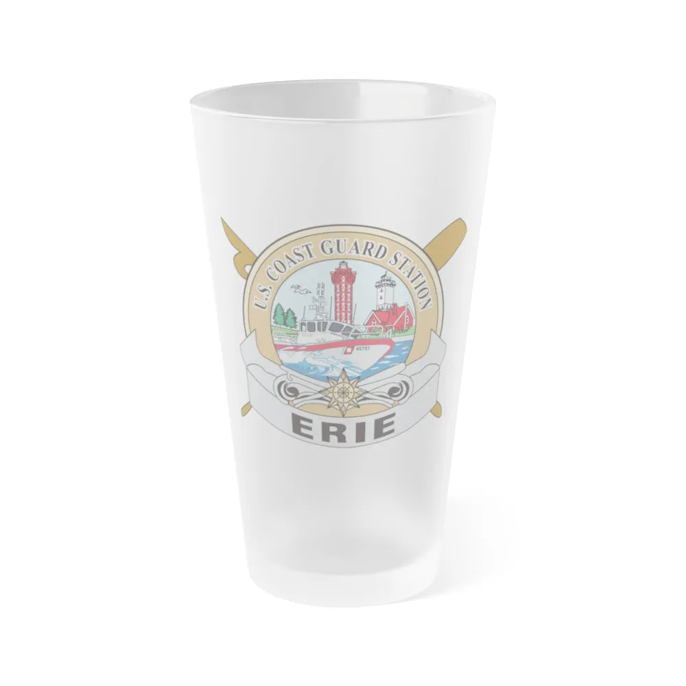 USCG Station Erie (U.S. Coast Guard) Frosted Pint Glass 16oz-Go Mug Yourself