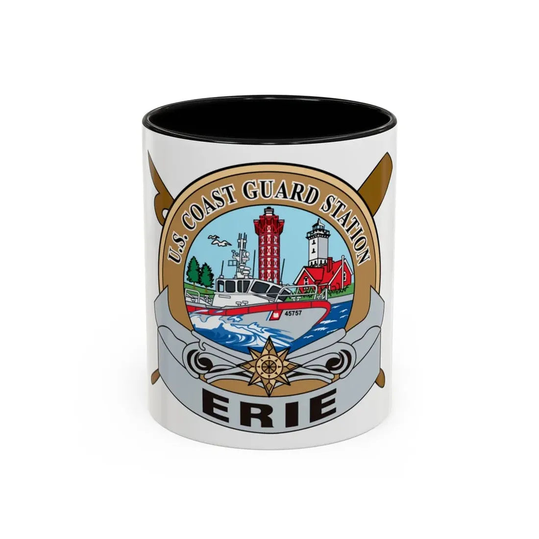 USCG Station Erie (U.S. Coast Guard) Accent Coffee Mug 11oz Black - Go Mug Yourself
