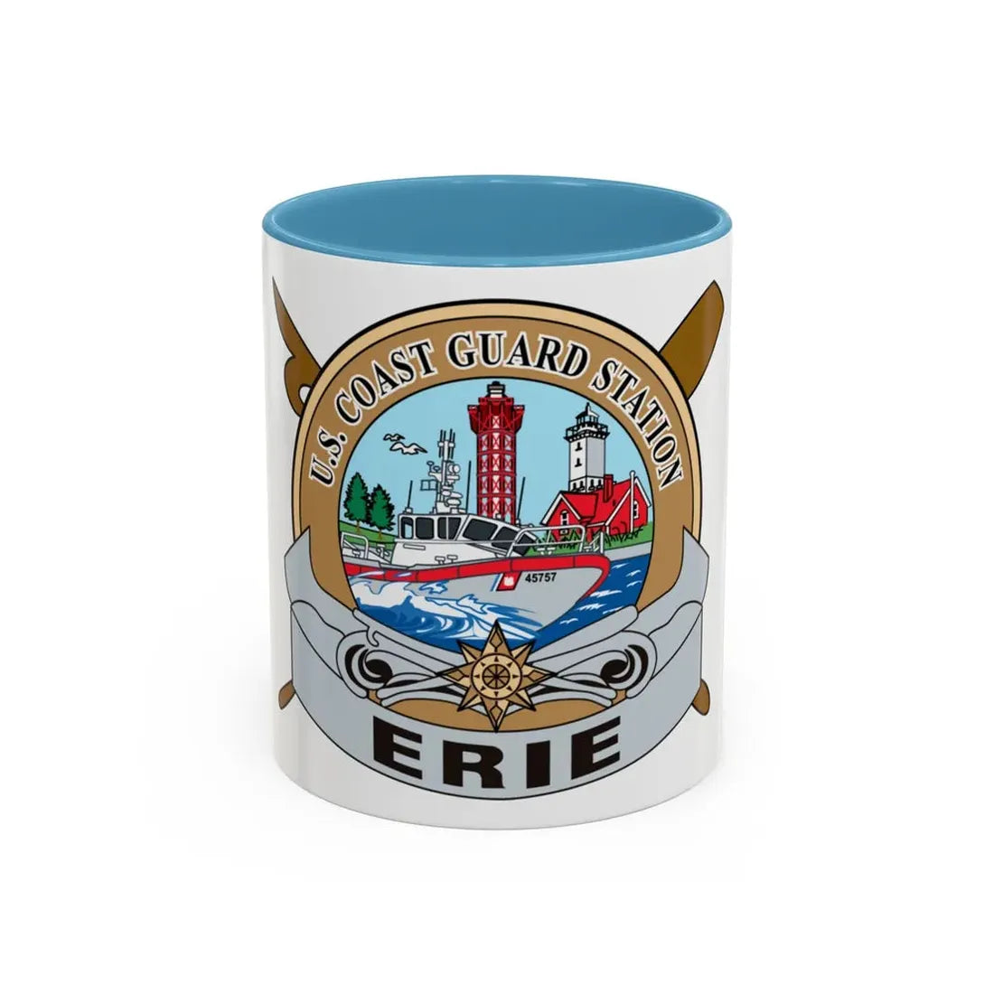 USCG Station Erie (U.S. Coast Guard) Accent Coffee Mug 11oz Light Blue - Go Mug Yourself