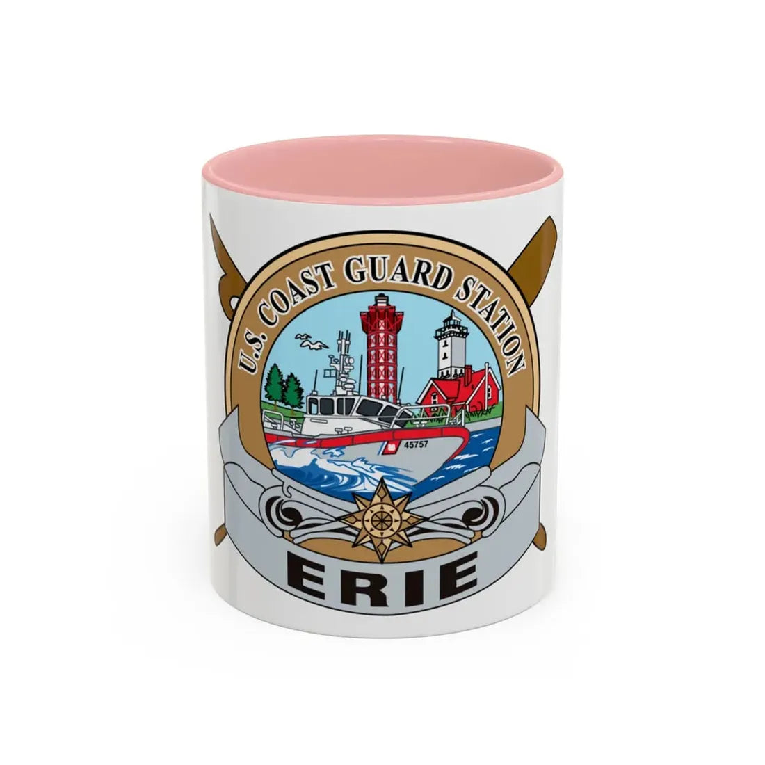 USCG Station Erie (U.S. Coast Guard) Accent Coffee Mug 11oz Pink - Go Mug Yourself