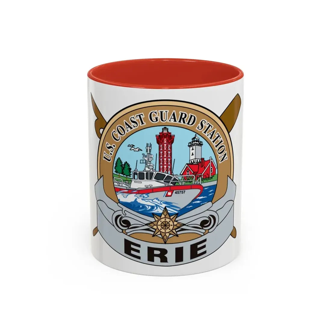 USCG Station Erie (U.S. Coast Guard) Accent Coffee Mug 11oz Red - Go Mug Yourself