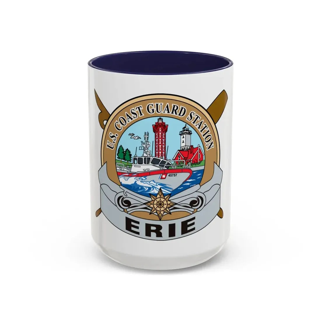 USCG Station Erie (U.S. Coast Guard) Accent Coffee Mug 15oz Navy - Go Mug Yourself