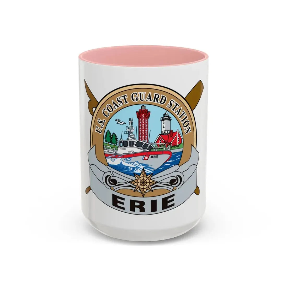 USCG Station Erie (U.S. Coast Guard) Accent Coffee Mug 15oz Pink - Go Mug Yourself
