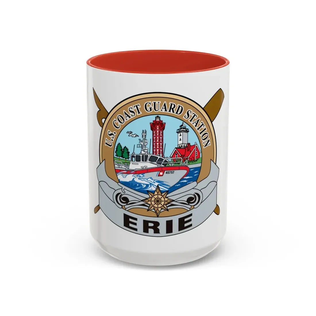 USCG Station Erie (U.S. Coast Guard) Accent Coffee Mug 15oz Red - Go Mug Yourself