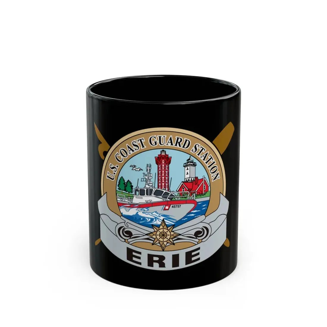 USCG Station Erie (U.S. Coast Guard) Black Coffee Mug 11oz - Go Mug Yourself