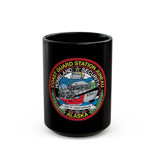 USCG Station Juneau Alaska Homeland Security (U.S. Coast Guard) Black Coffee Mug-15oz-Go Mug Yourself