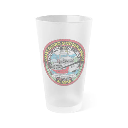 USCG Station Juneau Alaska Homeland Security (U.S. Coast Guard) Frosted Pint Glass 16oz-Go Mug Yourself