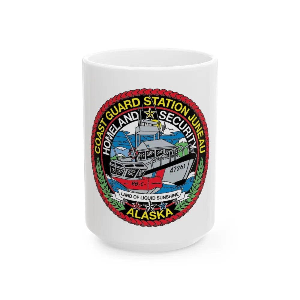 USCG Station Juneau Alaska Homeland Security (U.S. Coast Guard) White Coffee Mug-15oz-Go Mug Yourself