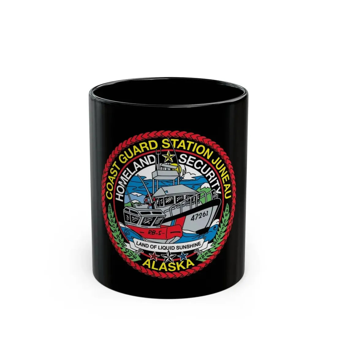 USCG Station Juneau Alaska   Homeland Security (U.S. Coast Guard) Black Coffee Mug 11oz - Go Mug Yourself