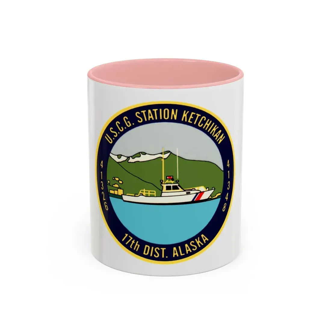 USCG Station Ketchikan 17th Dist (U.S. Coast Guard) Accent Coffee Mug 11oz Pink - Go Mug Yourself