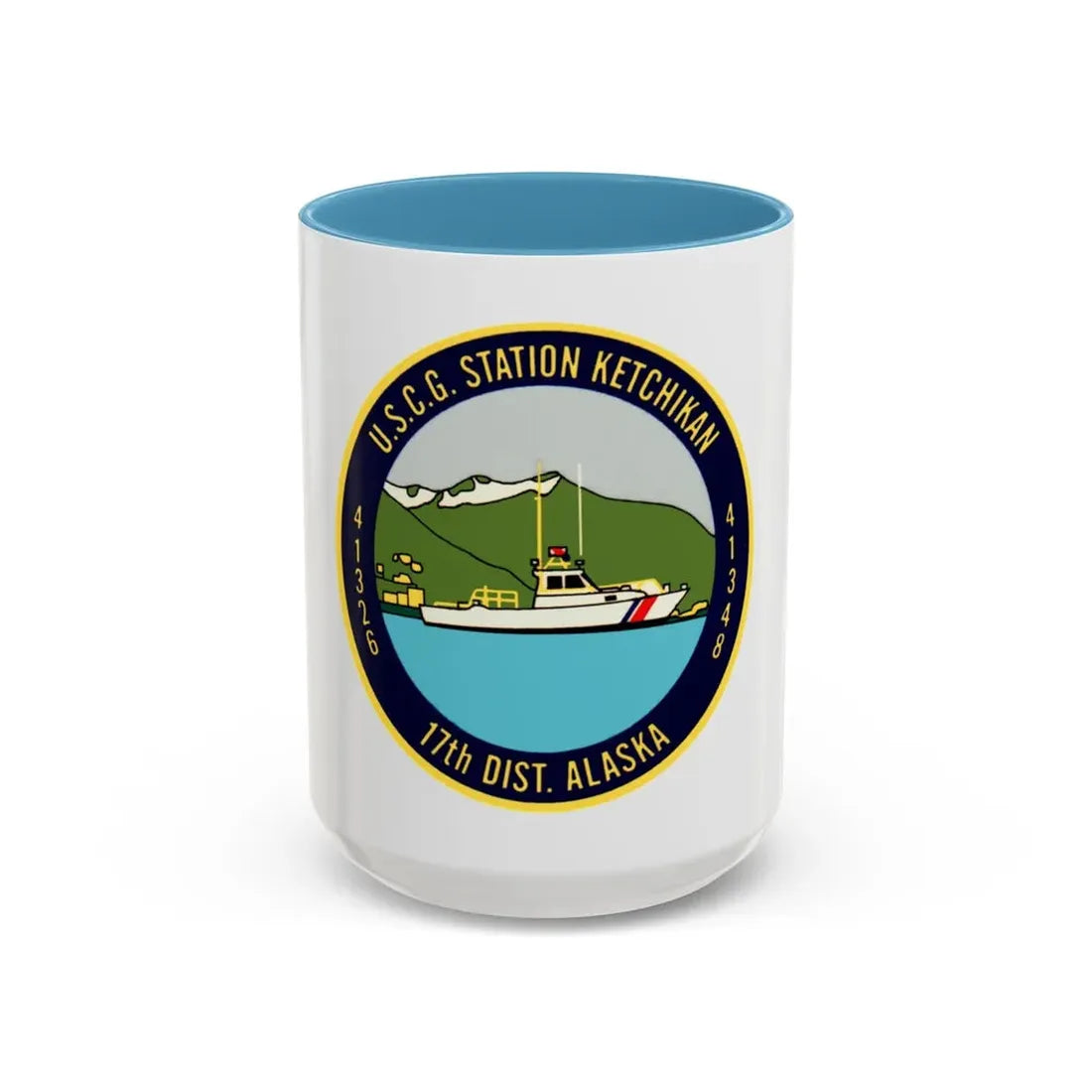 USCG Station Ketchikan 17th Dist (U.S. Coast Guard) Accent Coffee Mug 15oz Light Blue - Go Mug Yourself